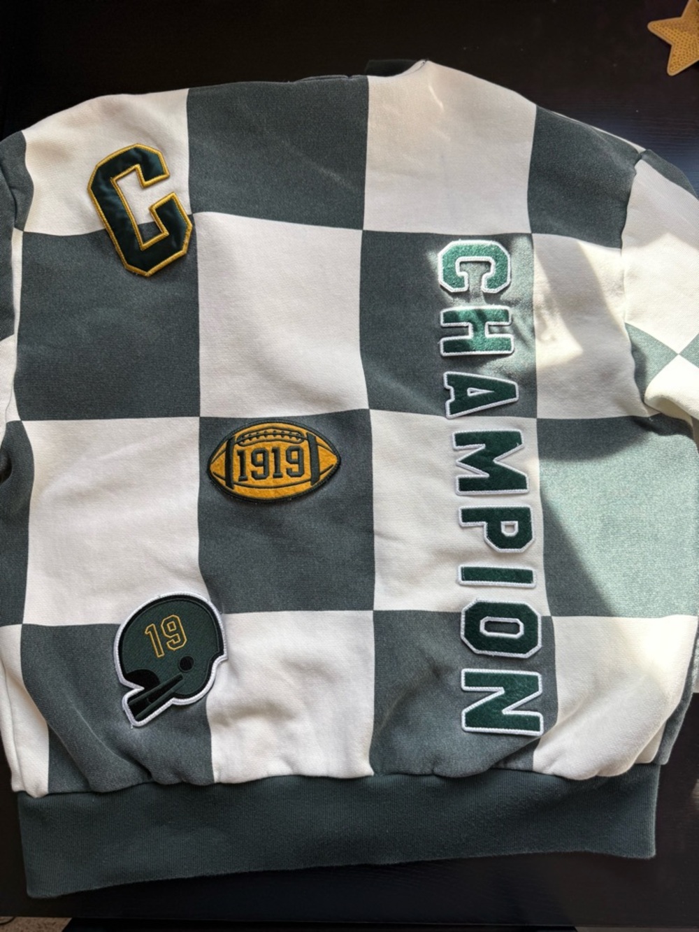 Champion Checkerboard Varsity Cardigan Sweater Jacket Medium Streetwear - Picture 8 of 8